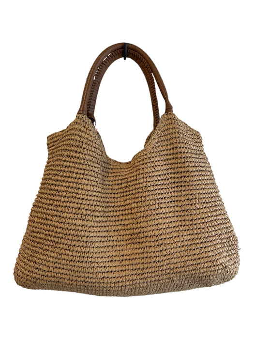 Tommy Bahama Tan Straw Double Handle Snap Closure Interior Pocket Tassel Bag Tan / Medium