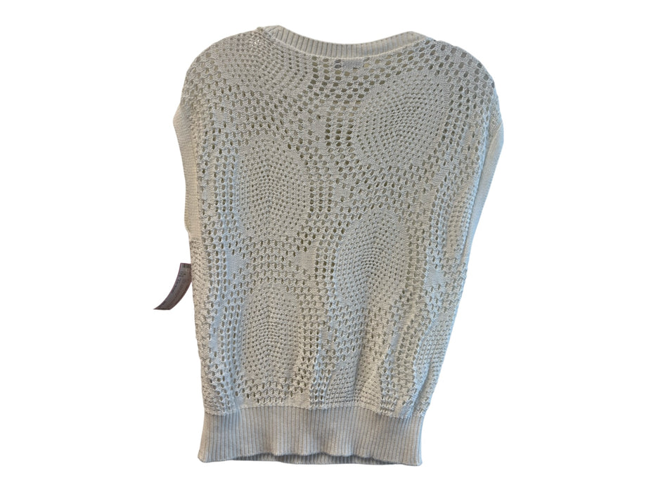 Akris Size Est Small White Cotton Sleeveless Ribbed Round Neck Top White / Est Small