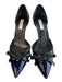 Prada Shoe Size 37 Navy & Black Patent Leather Pointed Toe Bow Detail Pump Shoes Navy & Black / 37