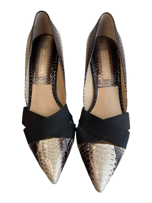 Michael Kors Shoe Size 36.5 Gray, Brown & Black Leather Reptile Embossed Shoes Gray, Brown & Black / 36.5