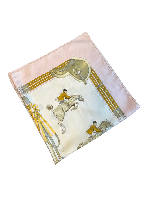 Hermes Pink, Gold & Multi Silk Square By Ledoux scarf Pink, Gold & Multi / Large