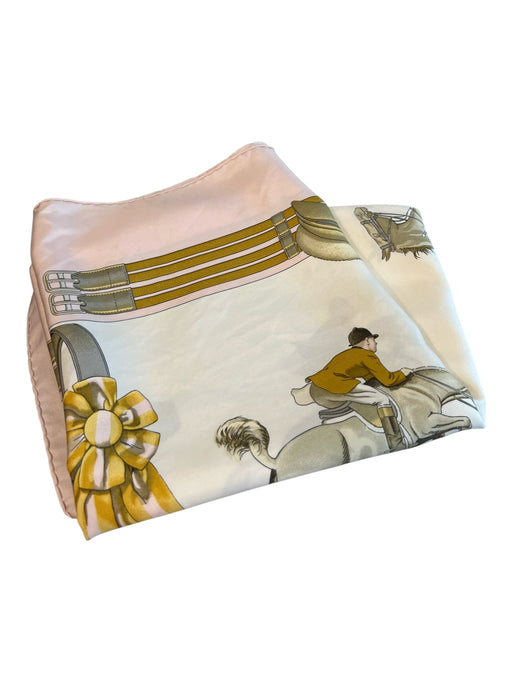 Hermes Pink, Gold & Multi Silk Square By Ledoux scarf Pink, Gold & Multi / Large