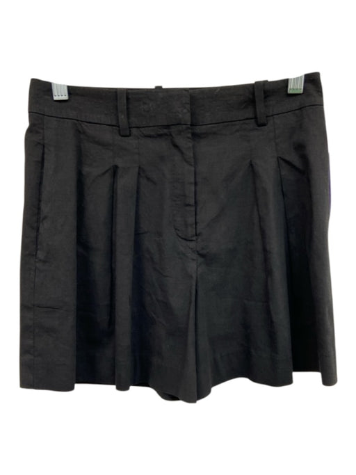 Theory Size 0 Black Linen & Viscose High Rise Pleated Shorts Black / 0