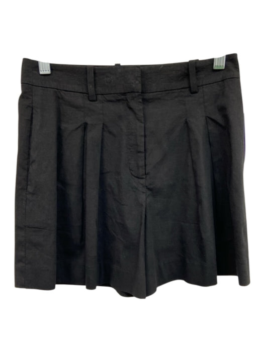 Theory Size 0 Black Linen & Viscose High Rise Pleated Shorts Black / 0