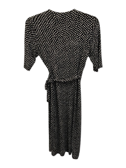 Hobbs Size 2 Black & White Short Sleeve Wrap Dots Tie Waist Dress Black & White / 2