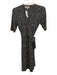 Hobbs Size 2 Black & White Short Sleeve Wrap Dots Tie Waist Dress Black & White / 2