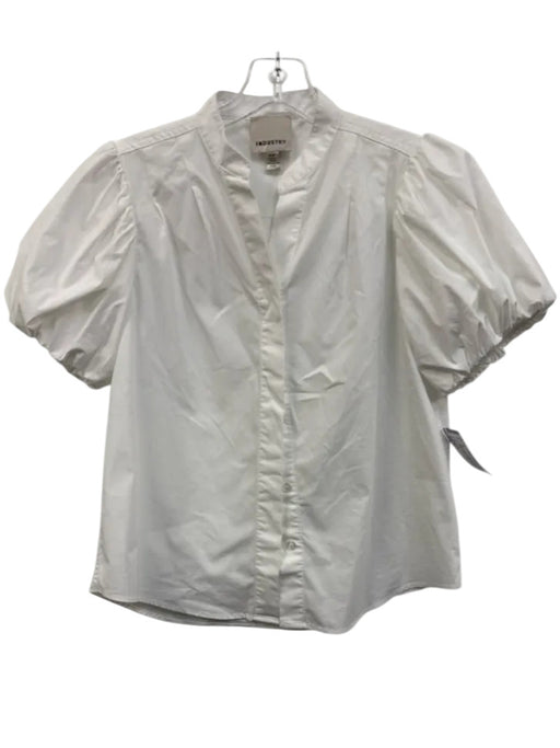 Industry Size S White Cotton & Polyester Short Puff Sleeve Buttons Top White / S