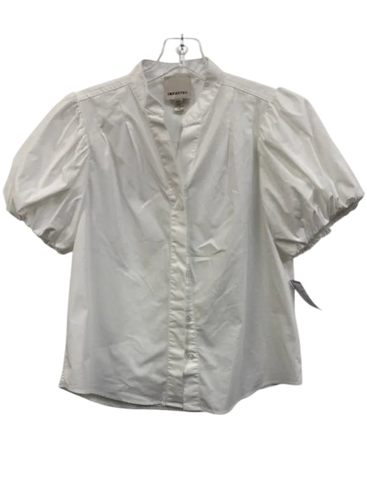Industry Size S White Cotton & Polyester Short Puff Sleeve Buttons Top White / S