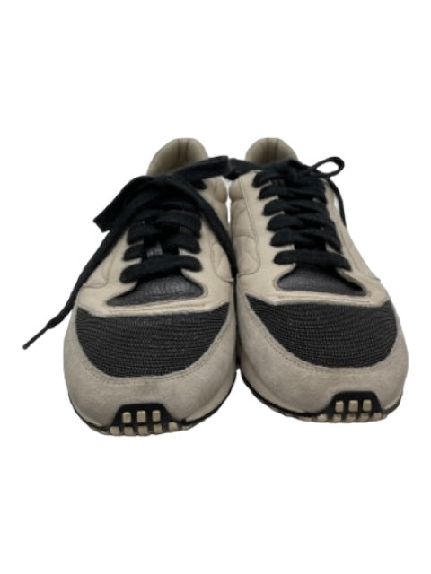 Brunello Cucinelli Shoe Size 38 Cream, Gray, Black Leather Suede Sneakers Cream, Gray, Black / 38