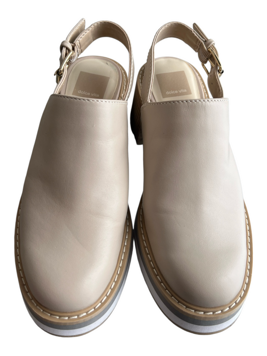 Dolce Vita Shoe Size 6 Beige Leather Upper Round Toe Slingback Buckle Shoes Beige / 6