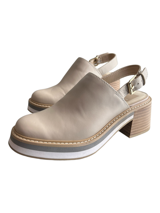 Dolce Vita Shoe Size 6 Beige Leather Upper Round Toe Slingback Buckle Shoes Beige / 6
