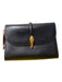 No Brand Black Leather Gold Closure flap over Clutch Italian Bag Black / Small