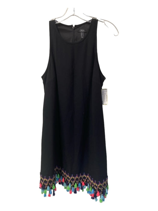 Aidan Size 10 Black Polyester Sleeveless Round Neck Back Zip Tassel Hem Dress Black / 10