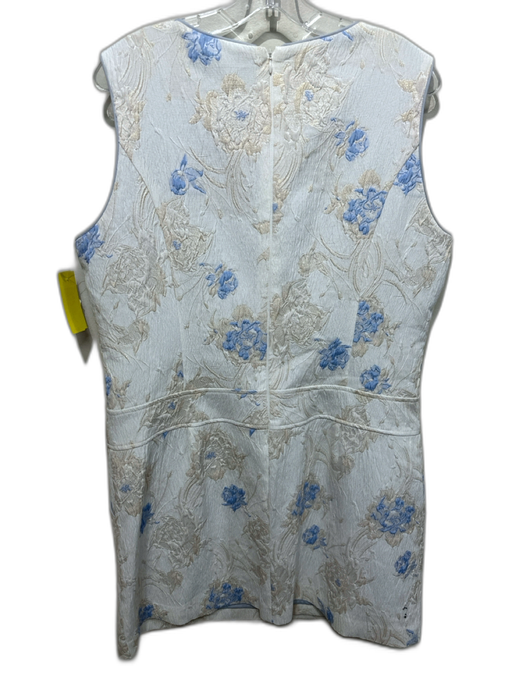 Badgley Mischka Size XL White, Cream, Blue Polyester Blend Brocade Lace Up Dress White, Cream, Blue / XL