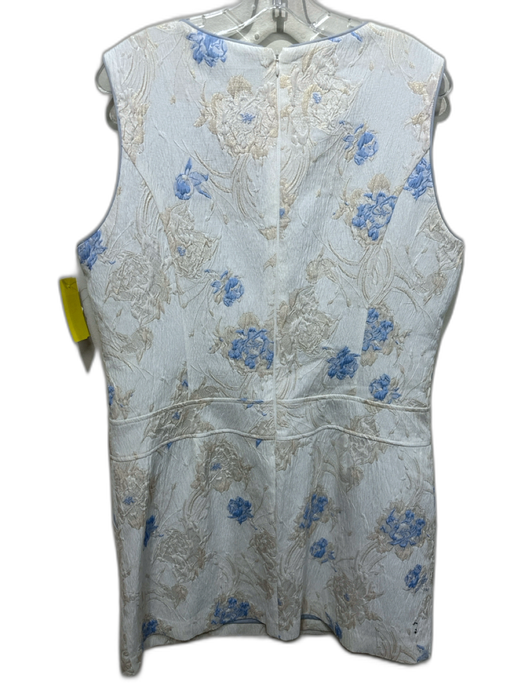 Badgley Mischka Size XL White, Cream, Blue Polyester Blend Brocade Lace Up Dress White, Cream, Blue / XL
