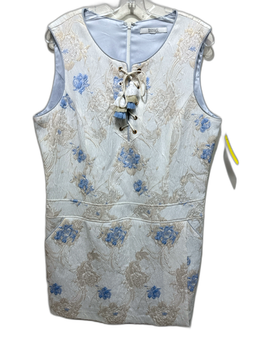 Badgley Mischka Size XL White, Cream, Blue Polyester Blend Brocade Lace Up Dress White, Cream, Blue / XL