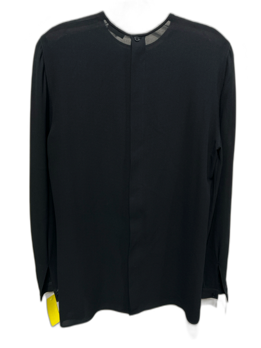 Giorgio Armani Size M Black Silk Semi Sheer Long Sleeve Button Back Top Black / M