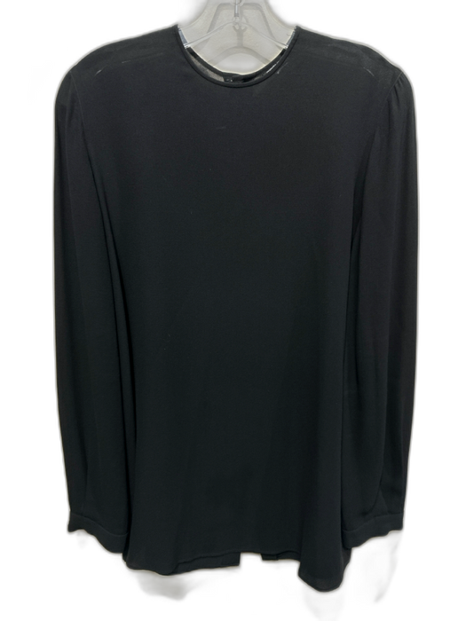 Giorgio Armani Size M Black Silk Semi Sheer Long Sleeve Button Back Top Black / M