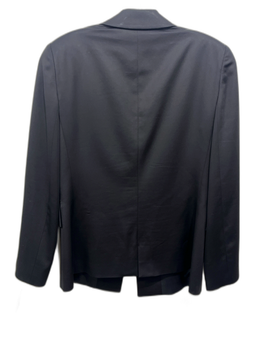 Giorgio Armani Size 10 Black Wool & Silk Single Breasted Flap Pockets Jacket Black / 10