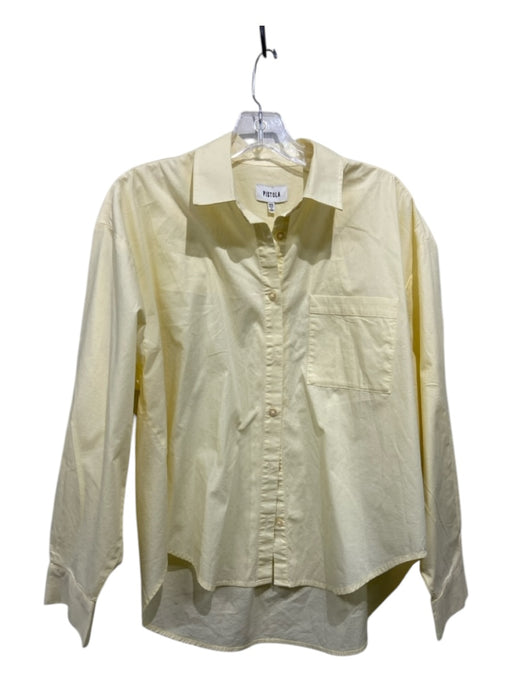 Pistola Size XS Pale Yellow Cotton Blend Pocket Long Sleeve Collar Button Top Pale Yellow / XS