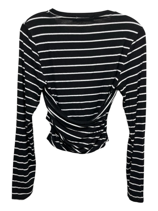 Jonathan Simkhai Size M Black & White Rayon Horizontal Stripes Long Sleeve Top Black & White / M