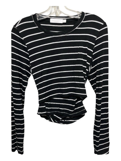 Jonathan Simkhai Size M Black & White Rayon Horizontal Stripes Long Sleeve Top Black & White / M