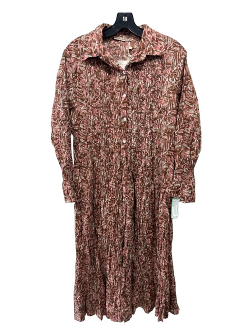 Dress Addict Size Small Mauve & Brown Cotton Long Sleeve Abstract Print Dress Mauve & Brown / Small