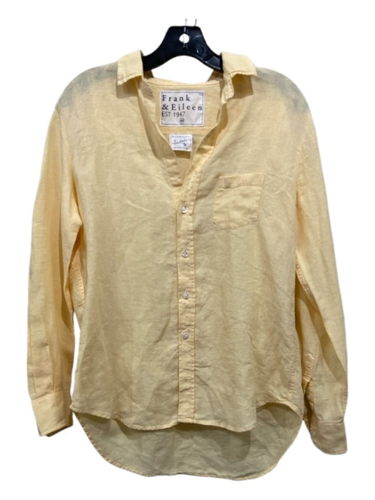 Frank & Eileen Size XS Pale Yellow Linen Long Sleeve Button Front Collar Top Pale Yellow / XS