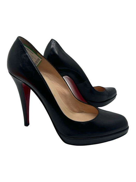 Christian Louboutin Shoe Size 39 Black Leather Almond Toe Platform Pumps Black / 39