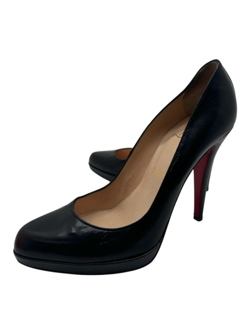 Christian Louboutin Shoe Size 39 Black Leather Almond Toe Platform Pumps Black / 39