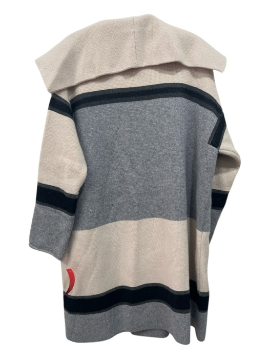 Vince Size S Beige, Black & Gray Wool & Cashmere Horizontal Stripes Cardigan Beige, Black & Gray / S