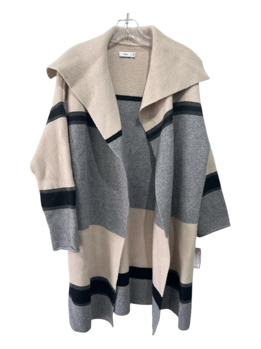 Vince Size S Beige, Black & Gray Wool & Cashmere Horizontal Stripes Cardigan Beige, Black & Gray / S