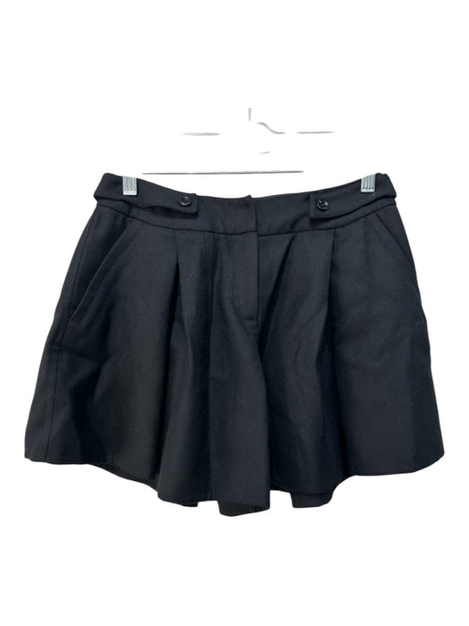 John Galliano Size 38/XS Black Virgin Wool Snap & Zipper Pleated Mid Rise Shorts Black / 38/XS