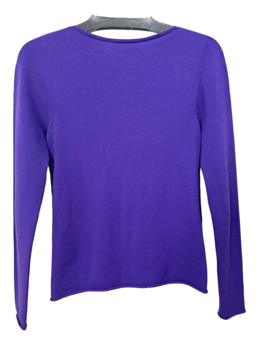 Blumarine Size S Purple Viscose Blend Tie Neck Long Sleeve Knit Top Purple / S
