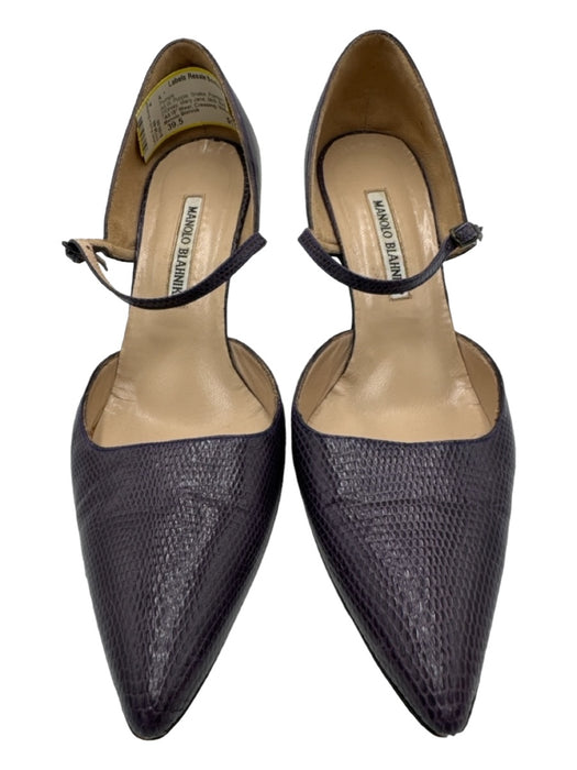 Manolo Blahnik Shoe Size 39.5 Purple Snake Pointed Toe D'Orsay Mary Jane Pumps Purple / 39.5