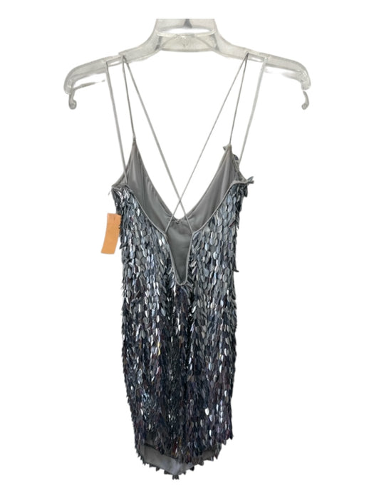 Retrofete Size Small Silver Nylon Blend Sequin Metallic Spaghetti Strap Dress Silver / Small