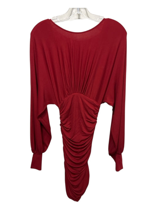 Alexandre Vauthier Size 36 Red Viscose Blend Long Sleeve Side Gather Dress Red / 36