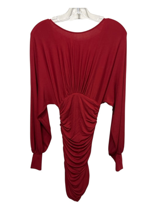 Alexandre Vauthier Size 36 Red Viscose Blend Long Sleeve Side Gather Dress Red / 36