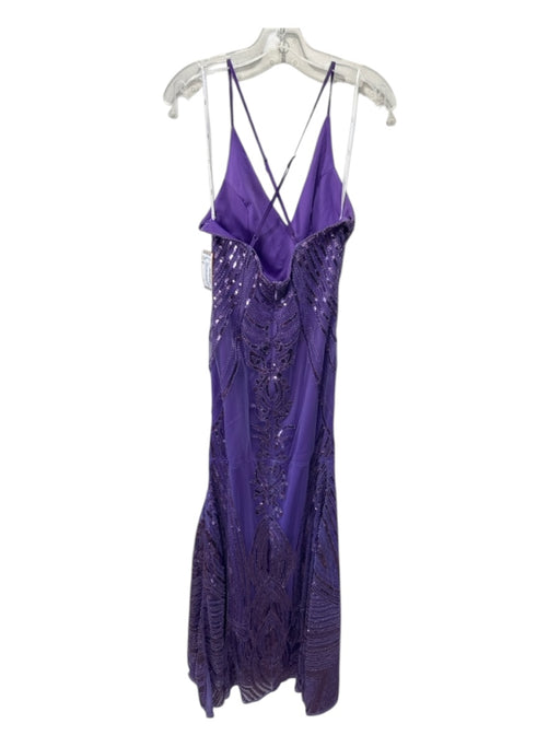 Lulus Size M Purple Polyester Sequins Geometric Sleeveless Back Zip Gown Purple / M