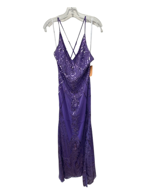 Lulus Size M Purple Polyester Sequins Geometric Sleeveless Back Zip Gown Purple / M