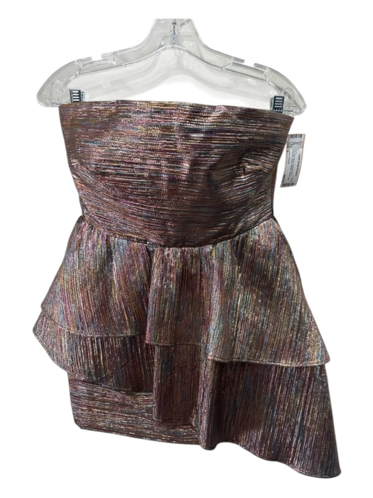 Lovers + Friends Size S Pink, Blue, Multi Polyester Blend Strapless Tiered Dress Pink, Blue, Multi / S