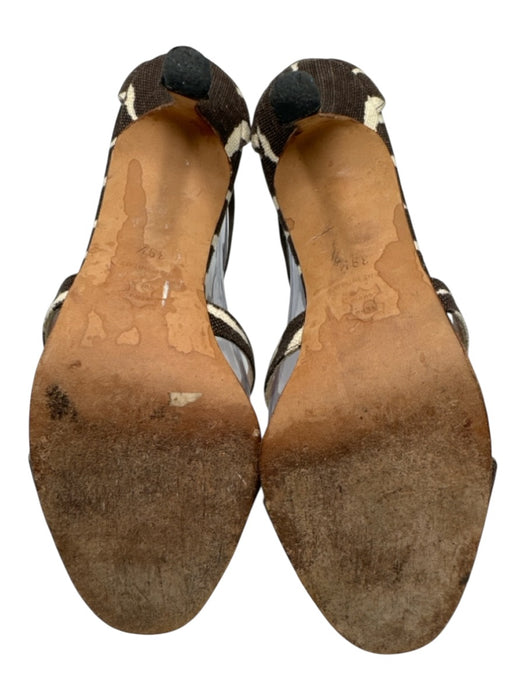 Manolo Blahnik Shoe Size 39.5 Brown & White Animal Print Tie Ankle Midi Pumps Brown & White / 39.5
