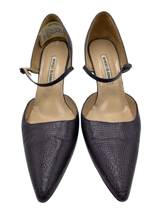 Manolo Blahnik Shoe Size 39.5 Purple Snake Pointed Toe D'Orsay Mary Jane Pumps Purple / 39.5