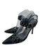 Manolo Blahnik Shoe Size 39.5 Black Leather Grommet Detail Ankle Strap Pumps Black / 39.5