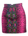 Versace Size 40 Pink & Green Acetate Blend Snake Print Mini Cut Out Detail Skirt Pink & Green / 40
