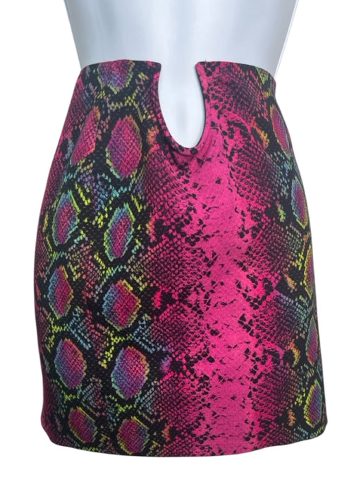 Versace Size 40 Pink & Green Acetate Blend Snake Print Mini Cut Out Detail Skirt Pink & Green / 40