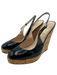 Yves Saint Laurent Shoe Size 36 Black Patent Leather Cork Round Toe Wedges Black / 36