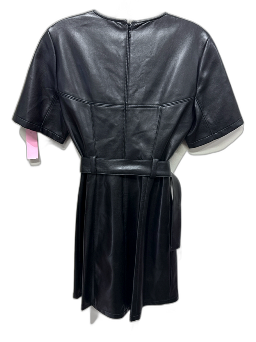 Theory Size 0 Black Leather Sleeveless Dress Black / 0