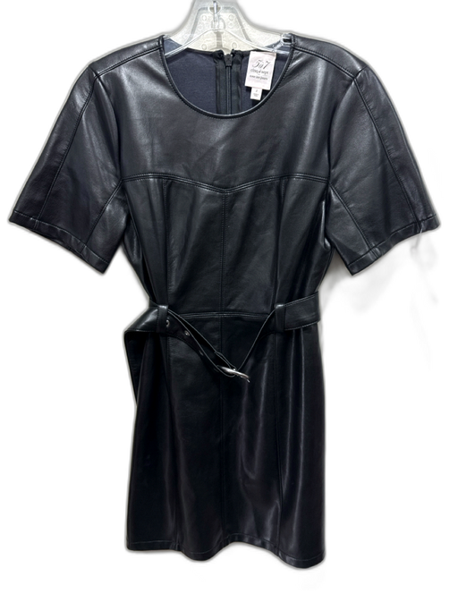 Theory Size 0 Black Leather Sleeveless Dress Black / 0