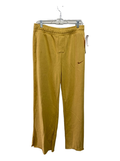 Nike Size M Yellow Cotton Blend Elastic Drawstring Wide Leg Raw Hem Sweatpants Yellow / M
